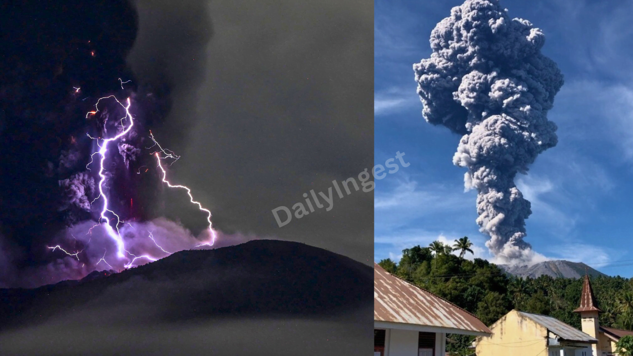 Indonesia's Mount Ibu volcano eruption.